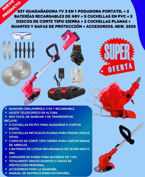 Podadora Portatil Completa 2 Baterias
